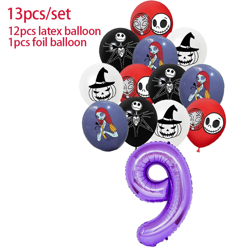 Halloween The Nightmare Before Christmas Birthday Party Decoration Balloon Banner Tableware Cake Topper Party Supplies