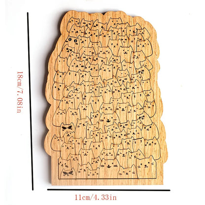 100 Wooden Puzzle Kittens with High Difficulty Level, Perfect for Christmas and Halloween Gifts
