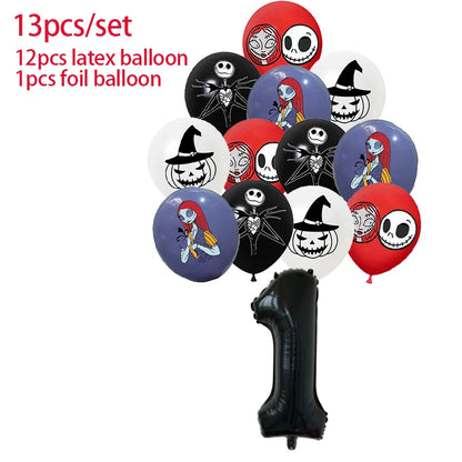 Halloween The Nightmare Before Christmas Birthday Party Decoration Balloon Banner Tableware Cake Topper Party Supplies