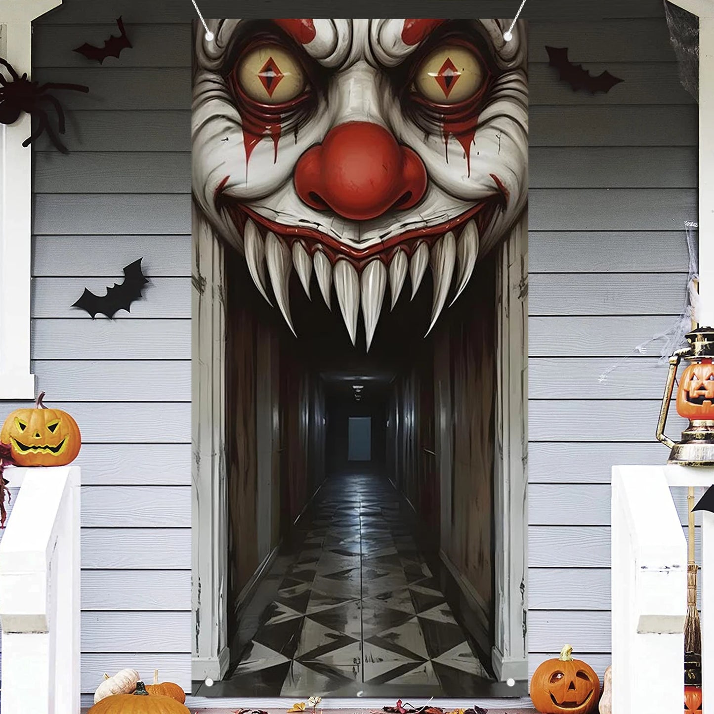Spooky Witch and Zombie Halloween Door Cover