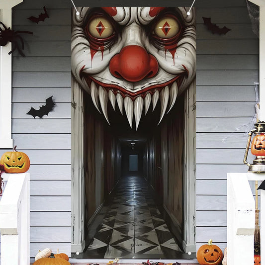 Spooky Witch and Zombie Halloween Door Cover