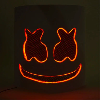 Halloween Light Up Mask Full Face LED Neon Marshmallow Mask Headgear Luminous DJ Music Festival Props Cosplay Rave Party Mask