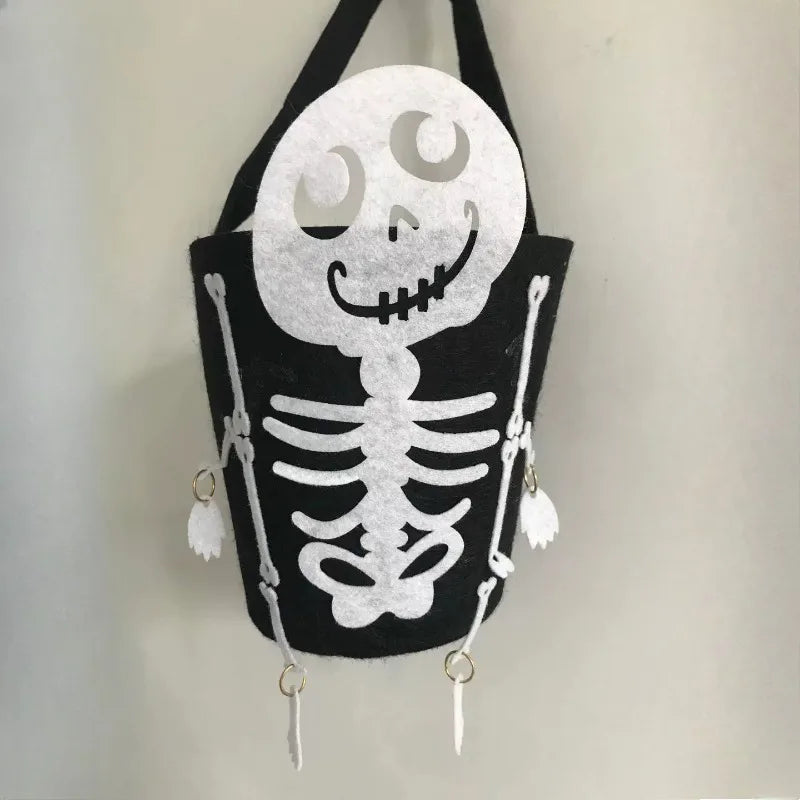 Halloween Theme Candy Bucket Bag Portable Candy Basket Kids Trick or Treat Bucket Halloween Party Decoration Supplies