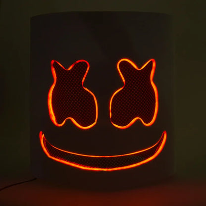 Halloween Light Up Mask Full Face LED Neon Marshmallow Mask Headgear Luminous DJ Music Festival Props Cosplay Rave Party Mask