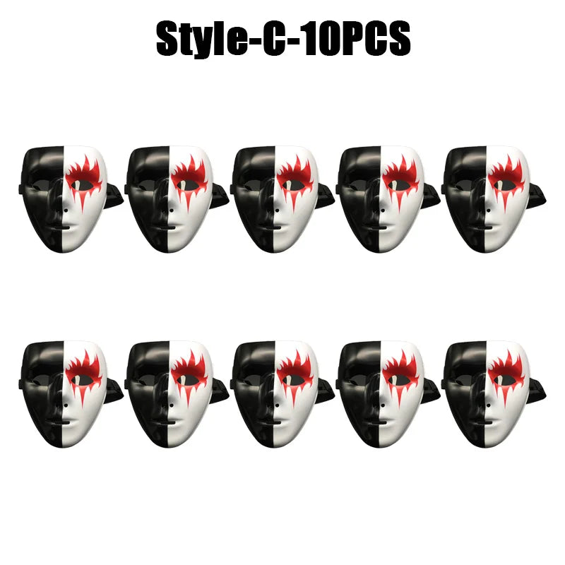 1-10PCS Hand Painted Halloween Masquerade Mask Full Face Scary Party Costume Props for Cosplay Carnival Role Play Festival