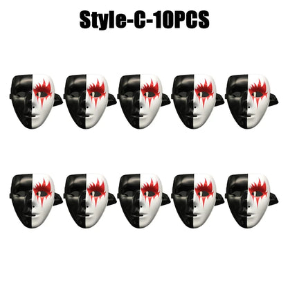 1-10PCS Hand Painted Halloween Masquerade Mask Full Face Scary Party Costume Props for Cosplay Carnival Role Play Festival