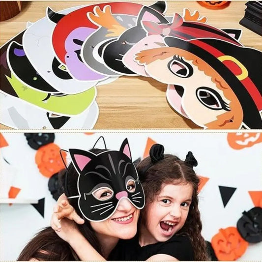 Máscara de papel divertida de calavera de Halloween, gato fantasma, máscara de cara de fantasma, máscara de cosplay de papel aterradora, cosplay de mascarada