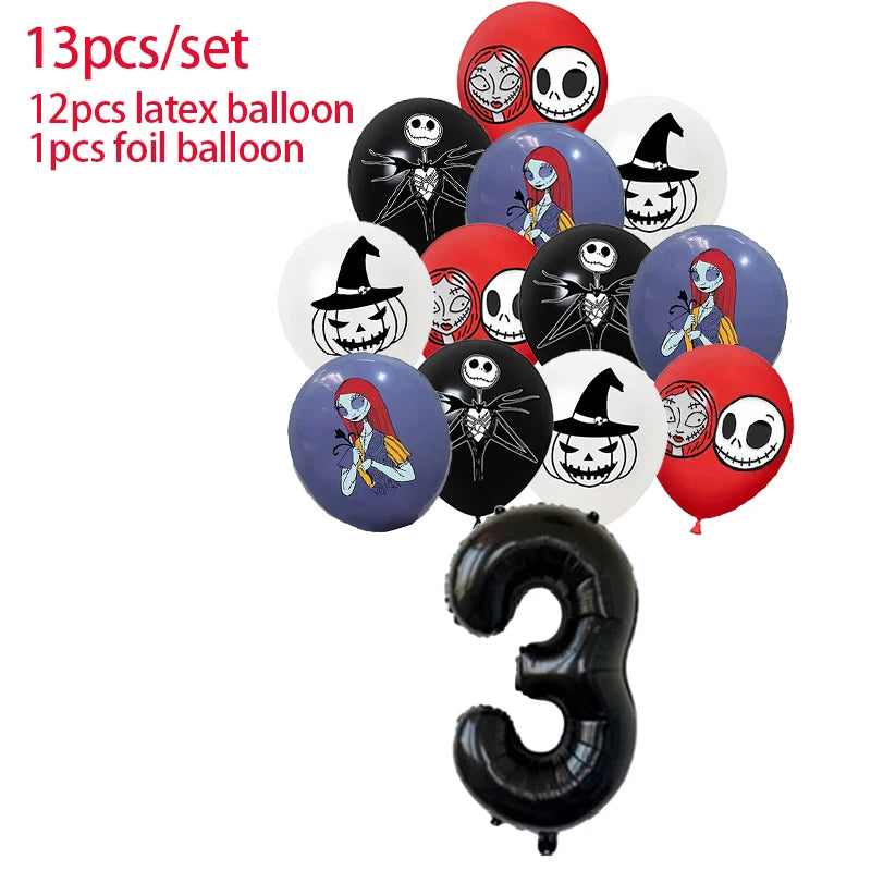 Halloween The Nightmare Before Christmas Birthday Party Decoration Balloon Banner Tableware Cake Topper Party Supplies
