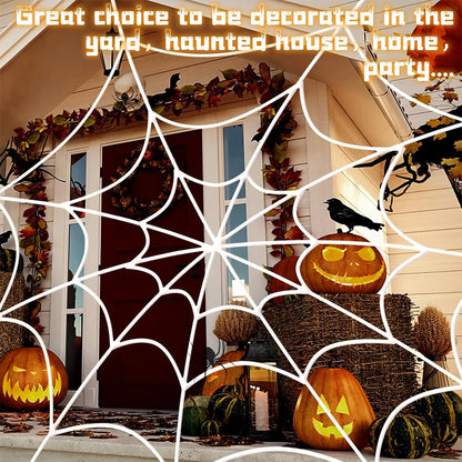 Decoración de exteriores de Halloween: telaraña de 1.5 m (5 pies) para pared de casa encantada y terrorífica