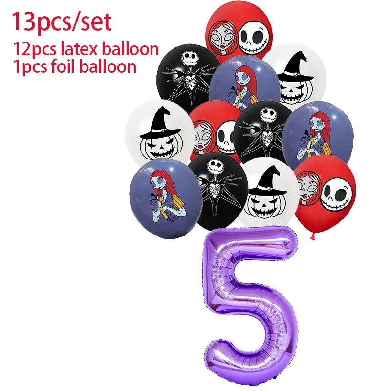 Halloween The Nightmare Before Christmas Birthday Party Decoration Balloon Banner Tableware Cake Topper Party Supplies