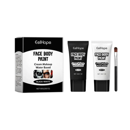 Halloween Black White Eyes Face Body Paint Full Coverage Lighweight Foundation Clown Joker Makeup Waterproof Cream Oil Cosplay