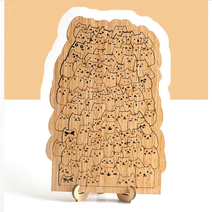 100 Wooden Puzzle Kittens with High Difficulty Level, Perfect for Christmas and Halloween Gifts