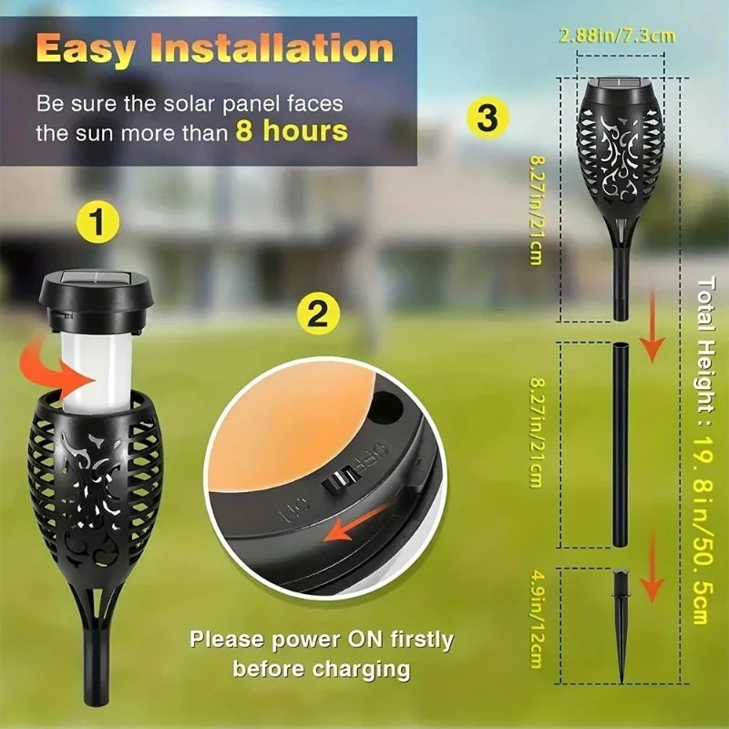 Halloween Decorations 12LEDSolar Flame Light Outdoor Waterproof 12LEDs Torches Landscape Lamp for Outdoor Courtyard Garden Yard