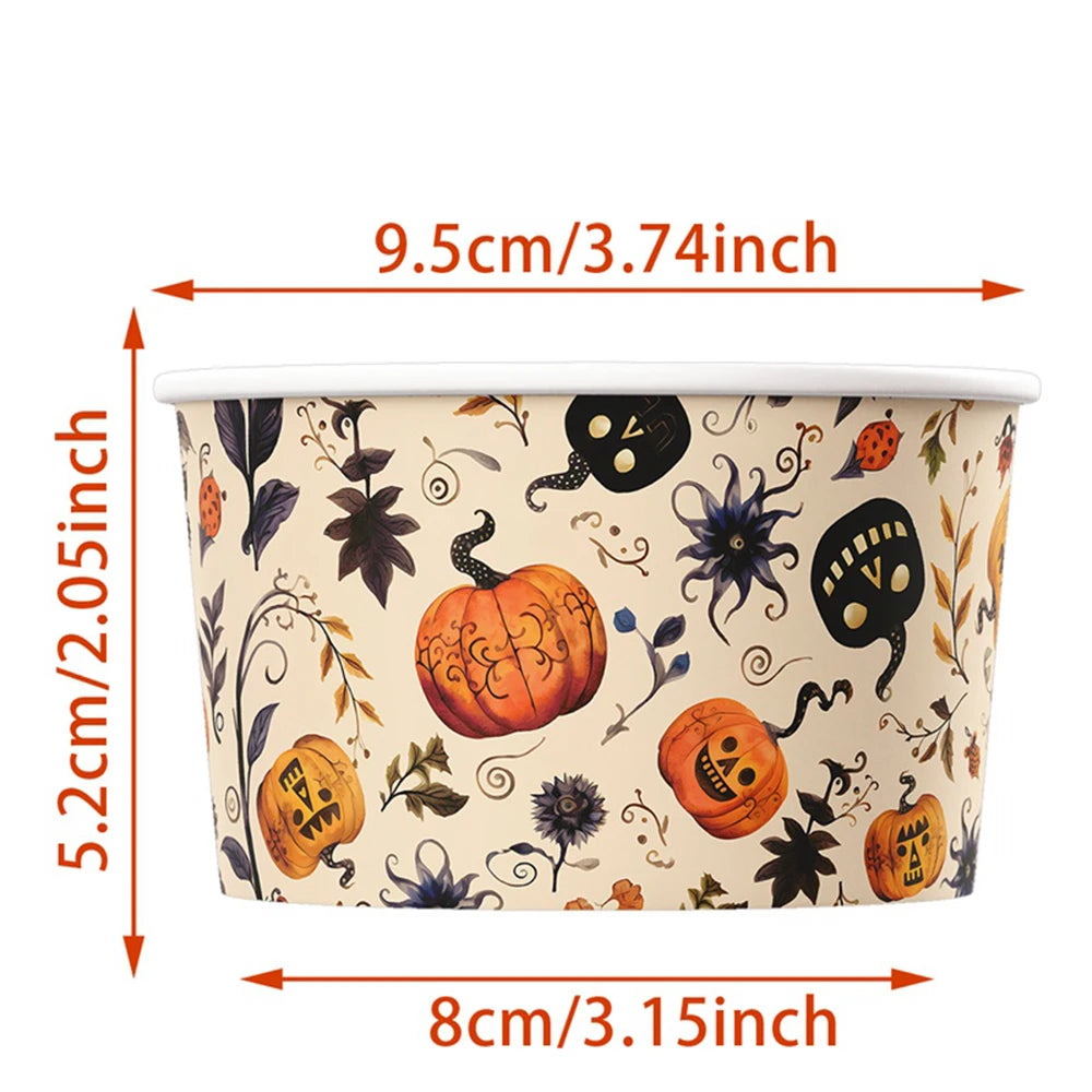 Halloween Party Disposable Tableware Paper Bowl Snack Box Ice Cream Cup Pumpkin Bowl Happy Halloween Party Decor Supplies