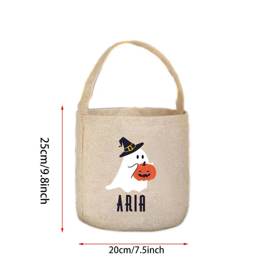 Bolsa personalizada de Halloween para dulces con fantasma espeluznante, cubo de caramelos, regalo para niños, linda cesta Boo, suministros divertidos para decoración de fiestas