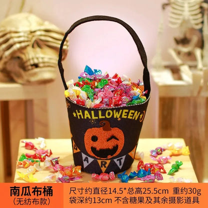 Halloween Theme Candy Bucket Bag Portable Candy Basket Kids Trick or Treat Bucket Halloween Party Decoration Supplies