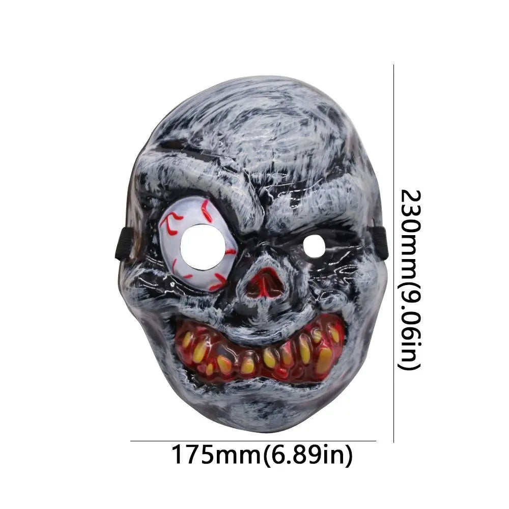 Full Face Halloween Ghost Mask One Eyed PVC Scary Ghost Head Cover Breathable Scary Props Ghost Headwear Costume Party