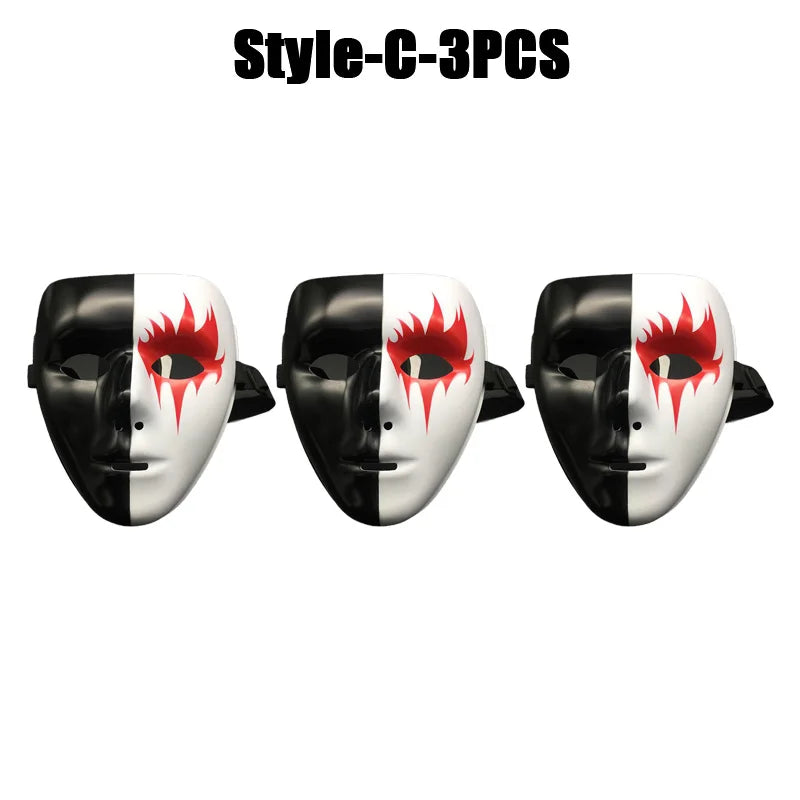 1-10PCS Hand Painted Halloween Masquerade Mask Full Face Scary Party Costume Props for Cosplay Carnival Role Play Festival