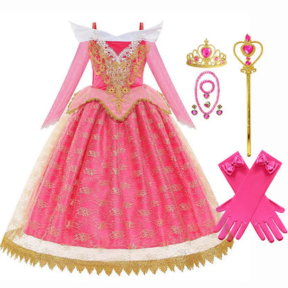 Vestido Aurora Princesa Bella Durmiente Falda Aurora Estilo Extranjero Encaje Súper Hada