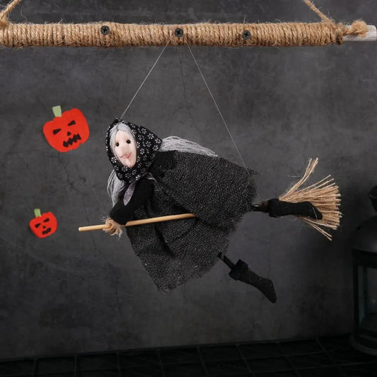 Hanging Witch Decoration - cute broom Halloween decor