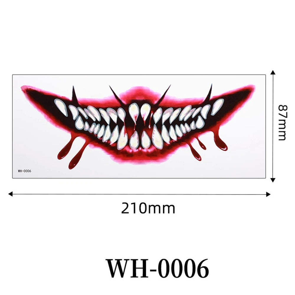Big Mouth Tattoo Stickers 3D Creepy Lip & Body Decals for Party Makeup Horror DIY Fake Wounds & Scars For Halloween Party Tool