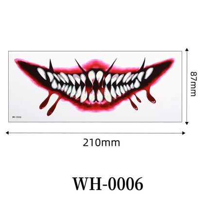 Big Mouth Tattoo Stickers 3D Creepy Lip & Body Decals for Party Makeup Horror DIY Fake Wounds & Scars For Halloween Party Tool