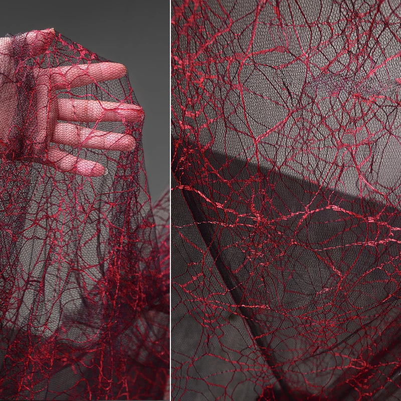 Textura de telaraña roja secreta Malla fina transparente Rayos Malla de perspectiva creativa