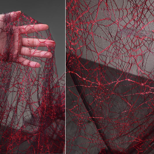 Textura de telaraña roja secreta Malla fina transparente Rayos Malla de perspectiva creativa