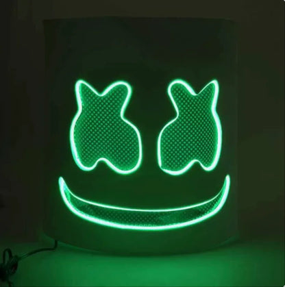 Halloween Light Up Mask Full Face LED Neon Marshmallow Mask Headgear Luminous DJ Music Festival Props Cosplay Rave Party Mask