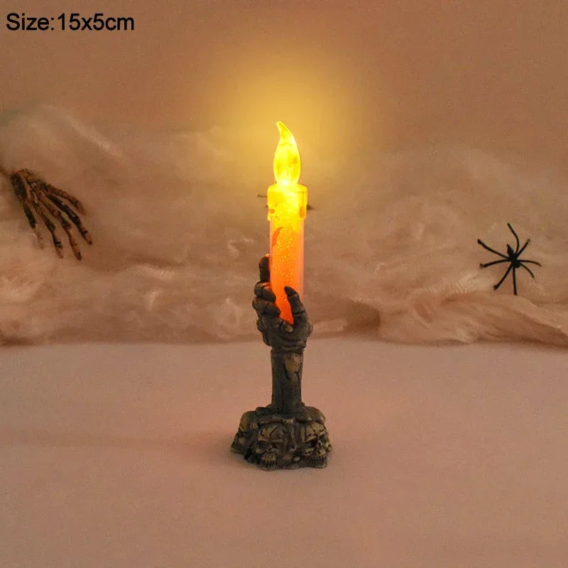 Halloween LED Ghost Candle Light Pumpkin Skeleton Han Light Home Horror Prop Halloween Happy Party Decor Candle Light Gift