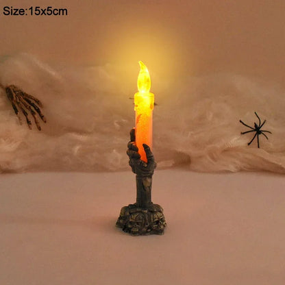 Halloween LED Ghost Candle Light Pumpkin Skeleton Han Light Home Horror Prop Halloween Happy Party Decor Candle Light Gift
