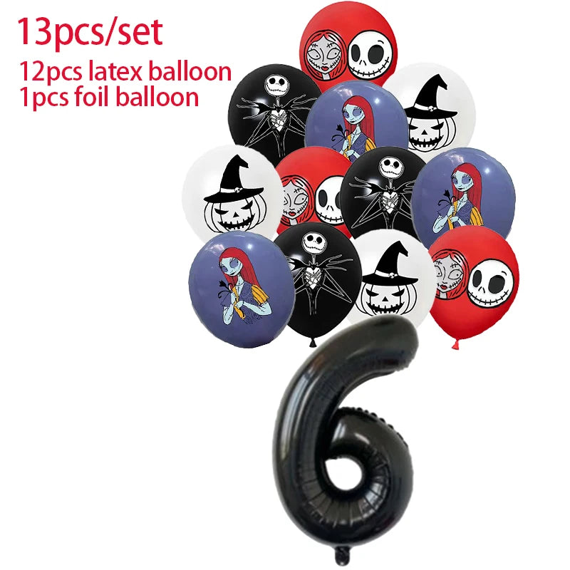 Halloween The Nightmare Before Christmas Birthday Party Decoration Balloon Banner Tableware Cake Topper Party Supplies