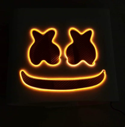 Halloween Light Up Mask Full Face LED Neon Marshmallow Mask Headgear Luminous DJ Music Festival Props Cosplay Rave Party Mask
