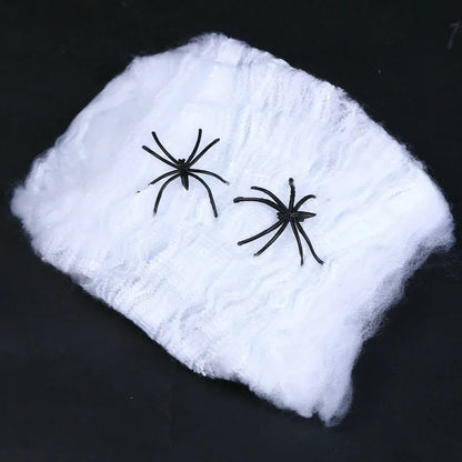 Telaraña blanca para decoraciones de Halloween, telaraña elástica artificial