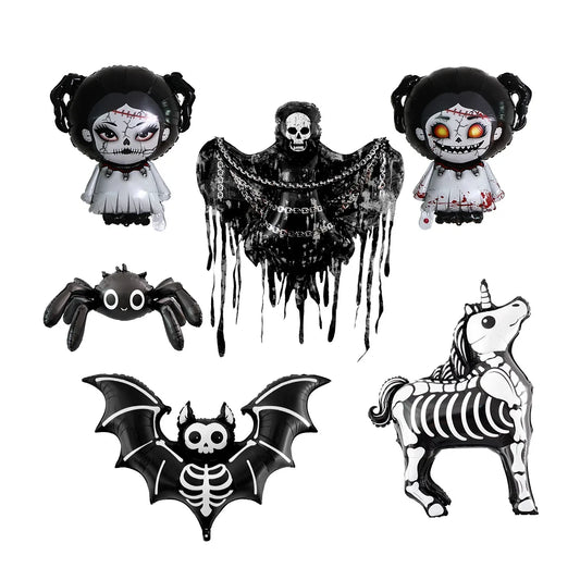 Globos de decoración para el hogar de Halloween, globos de papel de aluminio de calavera, calabaza, fantasma, araña para suministros de fiesta de Halloween