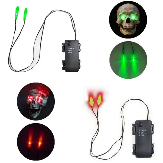 Ojos LED brillantes de Halloween con temporizador, ojos luminosos DIY para esqueletos, calabazas, máscaras, lápidas, decoraciones de terror para interiores y exteriores