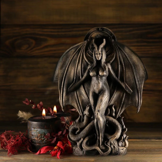 Lilith and Inanna Statue - gothic resin figurine