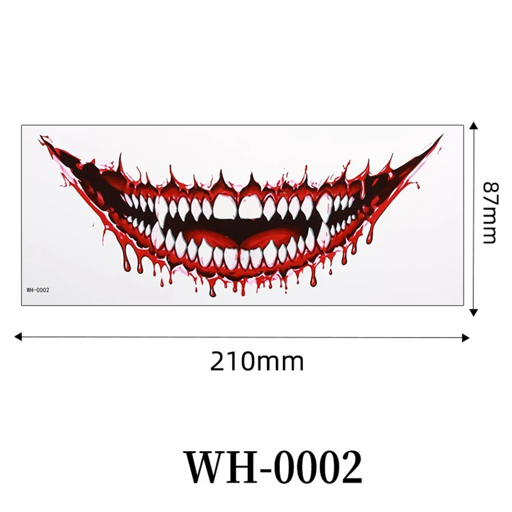 Big Mouth Tattoo Stickers 3D Creepy Lip & Body Decals for Party Makeup Horror DIY Fake Wounds & Scars For Halloween Party Tool