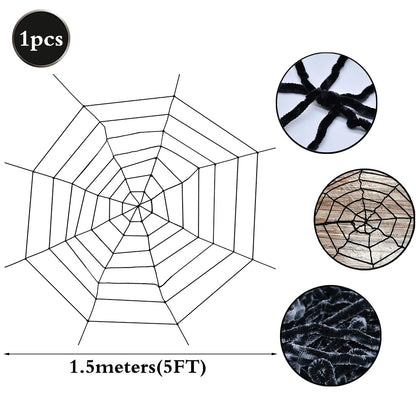 Decoración de exteriores de Halloween: telaraña de 1.5 m (5 pies) para pared de casa encantada y terrorífica