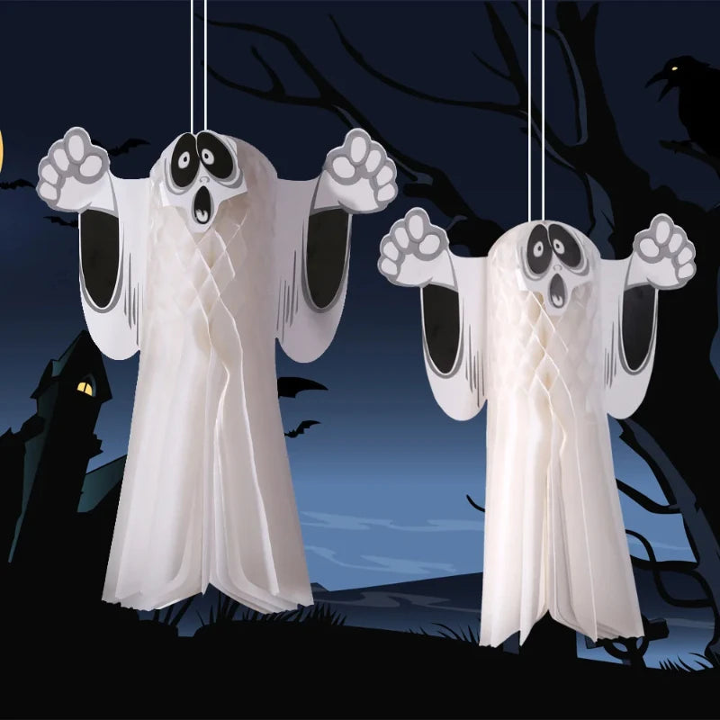 Halloween Three-Dimensional Ghost Pendant Bar Party Decoration Supplies Haunted House Horror Paper Pendant