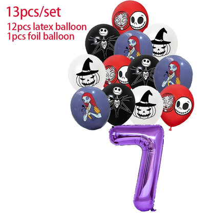 Halloween The Nightmare Before Christmas Birthday Party Decoration Balloon Banner Tableware Cake Topper Party Supplies