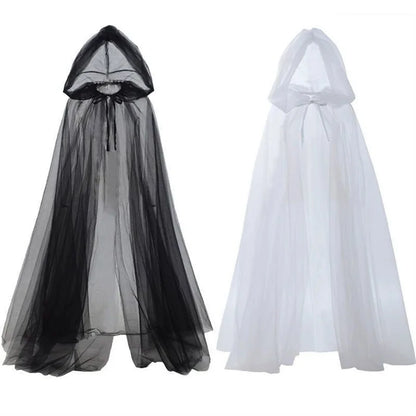 Ghost Costume Hooded Cloak - witch long dress outfit