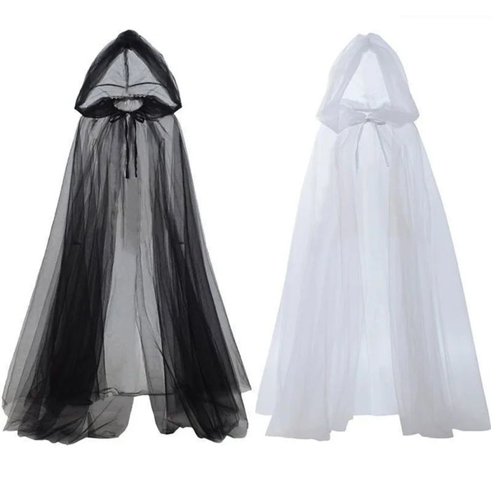 Ghost Costume Hooded Cloak - witch long dress outfit