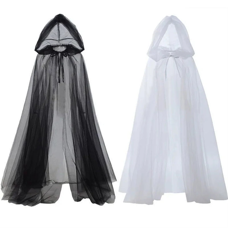 Ghost Costume Hooded Cloak - witch long dress outfit