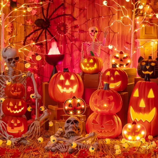 Linterna de calabaza de Halloween, decoración de casa encantada, accesorios de decoración luminosos con temática de calabaza, luces de ambiente para fiestas festivas