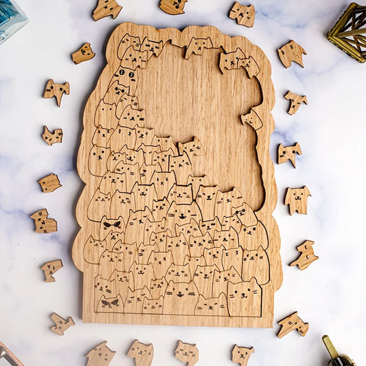 100 gatitos de rompecabezas de madera de alta dificultad, perfectos para regalos de Navidad y Halloween