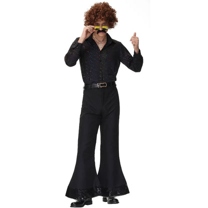 70s Disco Costume - sequin bell-bottom jumpsuit