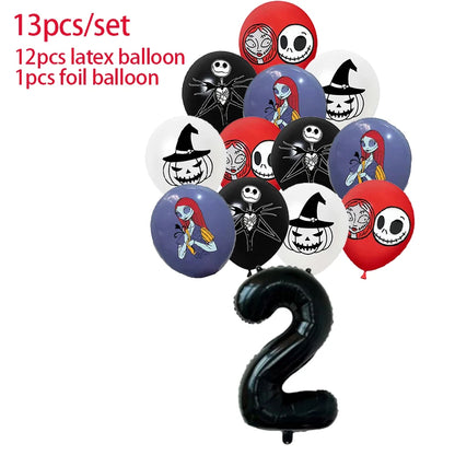 Halloween The Nightmare Before Christmas Birthday Party Decoration Balloon Banner Tableware Cake Topper Party Supplies