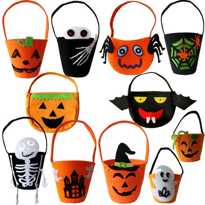 Halloween Theme Candy Bucket Bag Portable Candy Basket Kids Trick or Treat Bucket Halloween Party Decoration Supplies