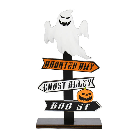 Adorno de madera de Halloween Fantasma Calabaza Calavera Decoración de escritorio de terror para niños Suministros de fiesta de Halloween